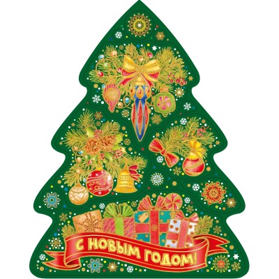 Наклейка на окно НГ Елка с подарками, с раскраской, 30x38см, 90307