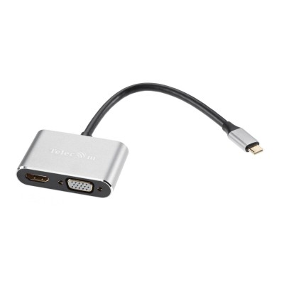 Кабель USB3.1 TypeCm - HDMI+USB3.0+PD+VGA Alum Grey 4K, Telecom &amp;lt;TUC055