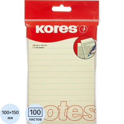 Стикеры Kores бум.для зам. 100х150 желтая 100л. линейка &amp;#039;46510