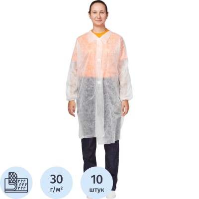 Халат на липучках (30 гр) XL белый (10 шт/упак)