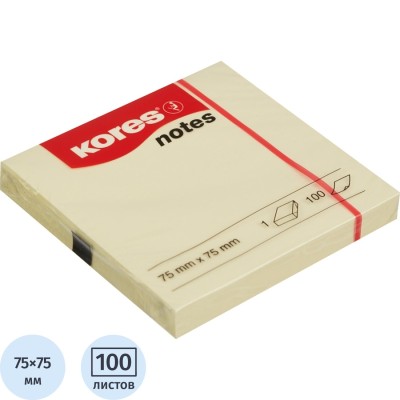 Стикеры Kores бум.для зам. 75х75 желтая 100л. &amp;#039;46075
