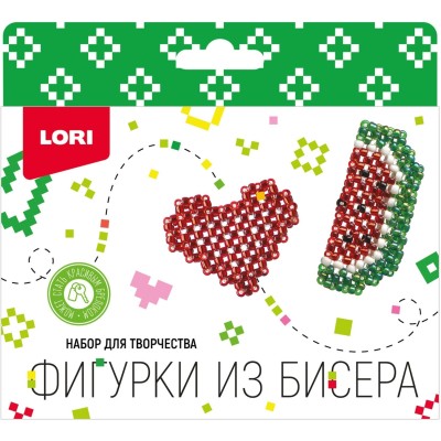 Набор для изготовления Фигурки из бисера. Брелоки Сердечко, арбуз, Бис-104