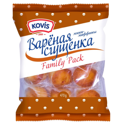 Кекс Мини-маффины Kovis с кремом вареная сгущенка, 470гx6шт/уп