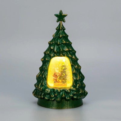 Фонарь декор. НГ елка с подсветкой,конфетти,19х17х33см,тепл бел,USB 501-180